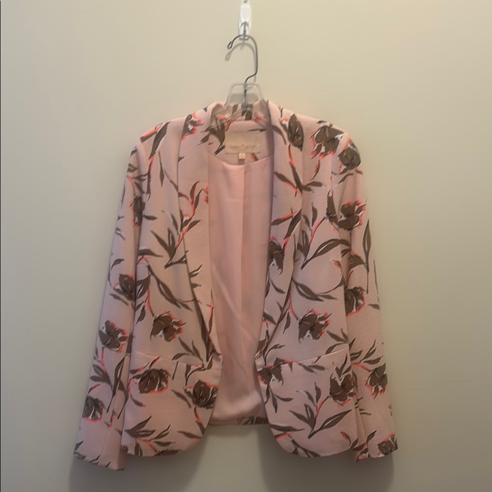 Gibson Latimer Pink and Brown Blazer with Botanical Print